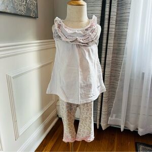 Naartjie Soft White and Light Pink Matching Tunic & Capri Set